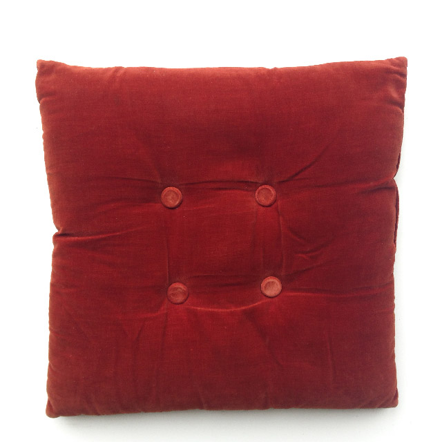 CUSHION, Rust Brown Velvet 4 Button